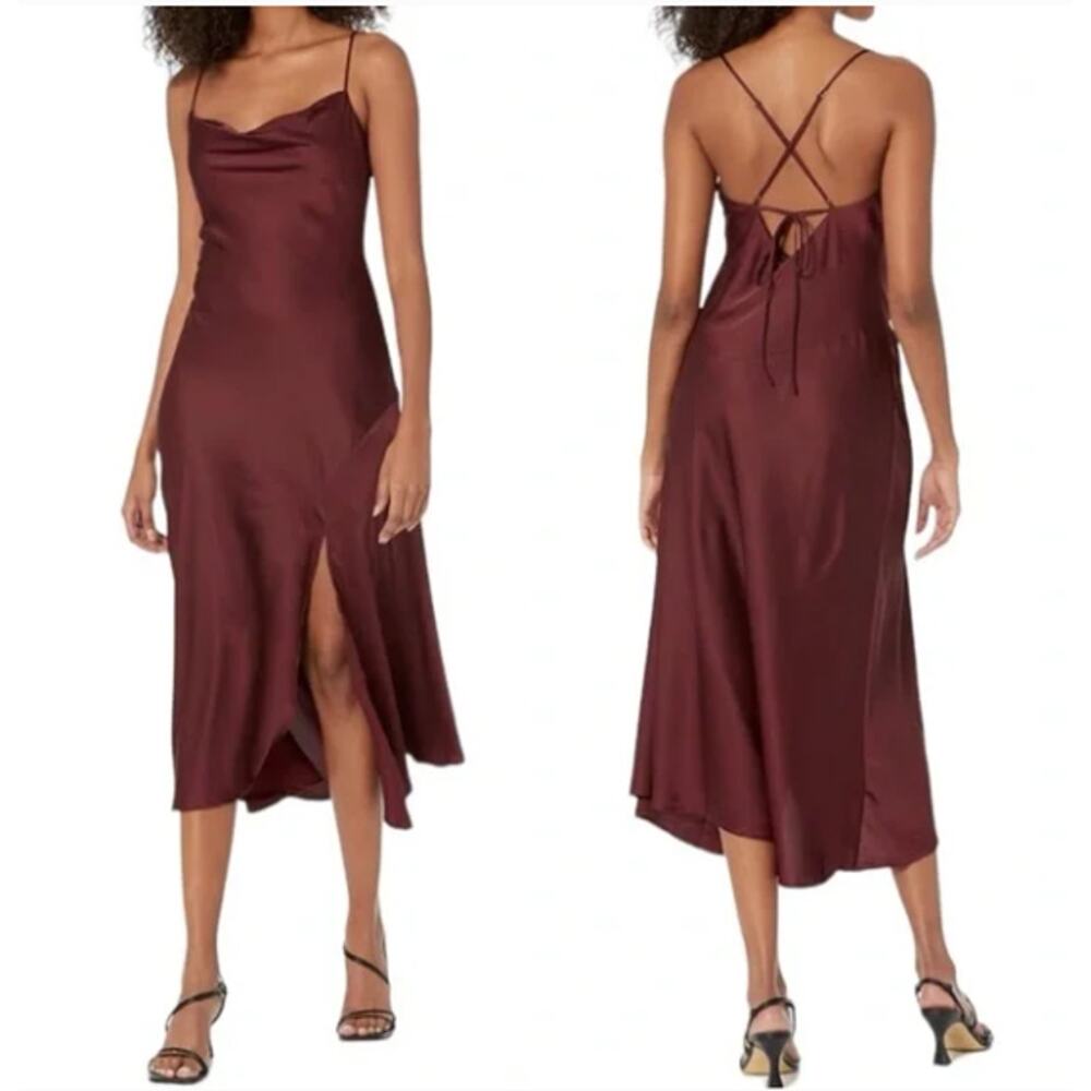 Astr Wine Satin Mini Dress